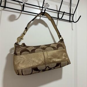 Vintage Coach Metallic Gold and Brown Shoulder Bag